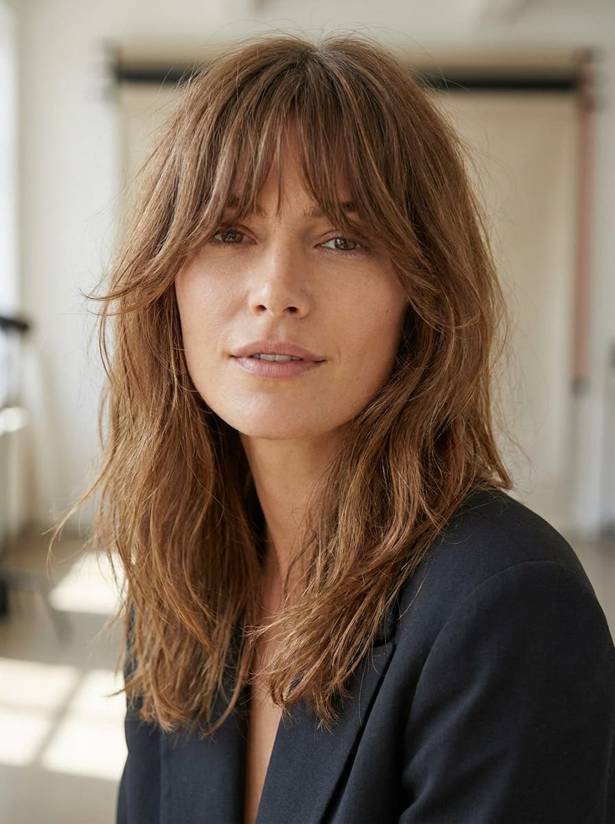 Schulterlange Haare mit Bottleneck Bangs - Schulterlange Frisur
